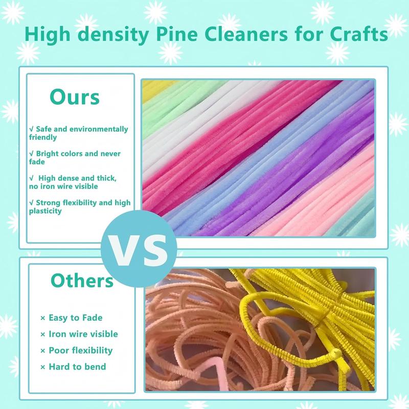 Pipe Cleaners Craft, 400 count Pipe Cleaners with Flower Stems, Floral Tape, Ribbon, for Flower Bouquet DIY-Colorful