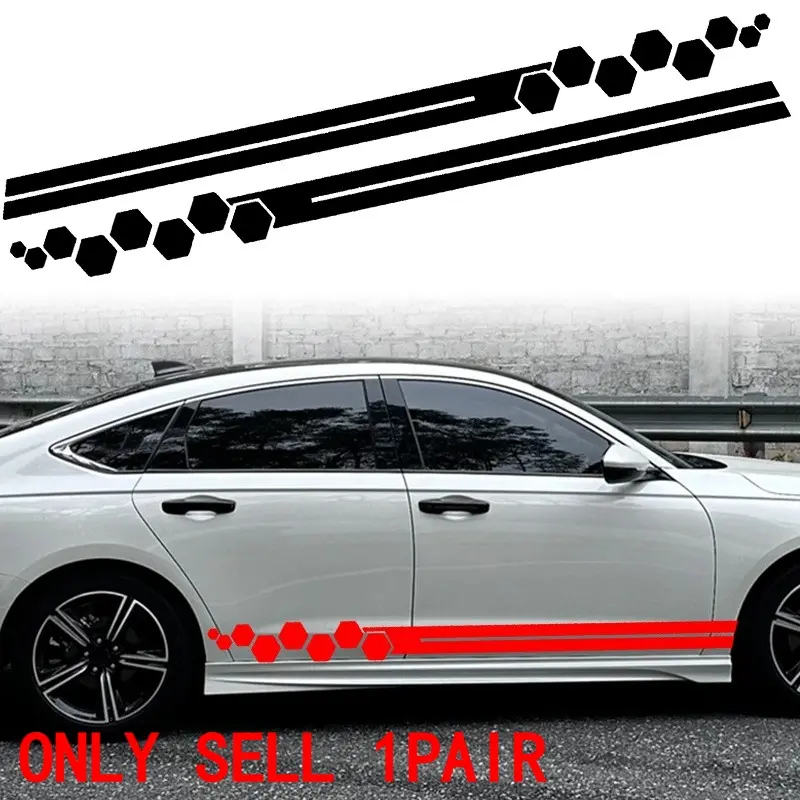 large-size honeycomb design car body decals, waterproof and durable self-adhesive decals, suitable for covering vehicle scratches, creative side body decoration, the best accessory for car enthusiasts and modification lovers, suitable for all seasons.