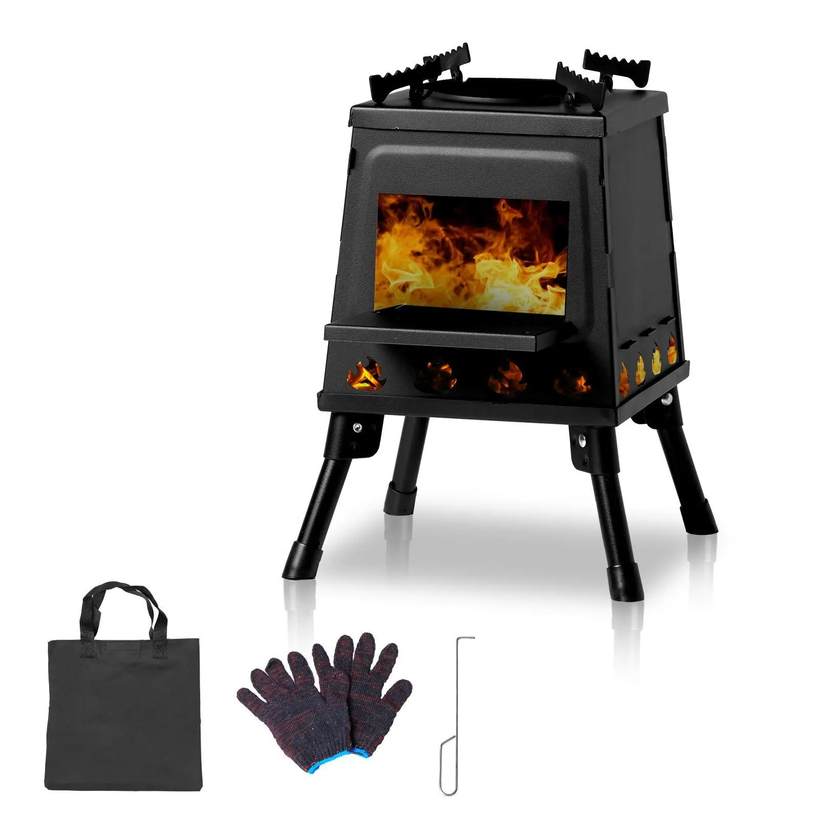 Camp Stove for Cooking Portable Wood Mini Burner Stove Fire Camping Stove for Cooking Backyard Cooking Camping BBQ Outdoor BBQ comes with storage bags