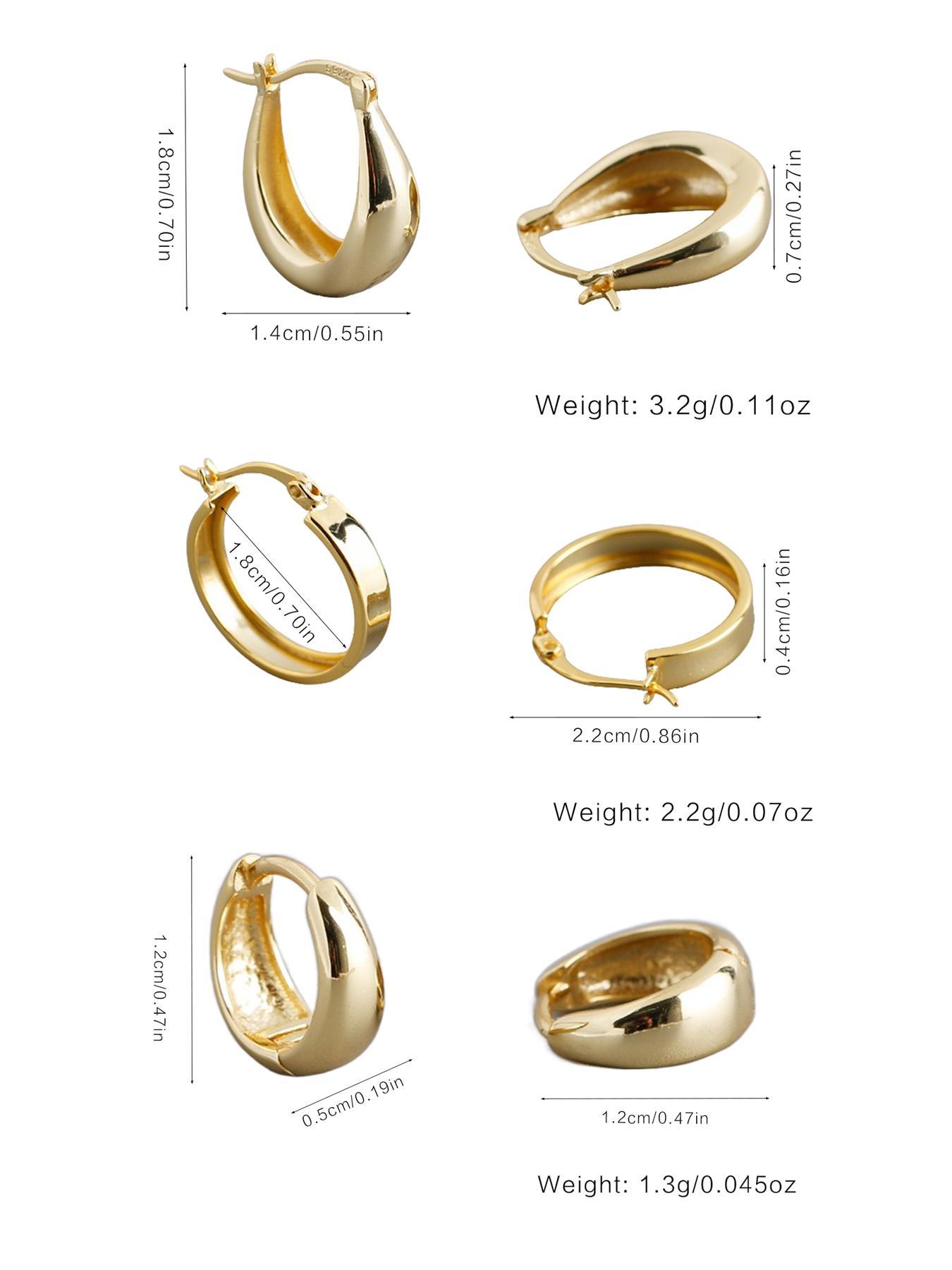 925 Sterling Silver Minimalist Wide Band Hoop Earrings, Elegant Minimalist Earrings, Fashionable Earrings for Women & Girls, Trendy All-match & Exquisite Jewelry for Birthday Gift