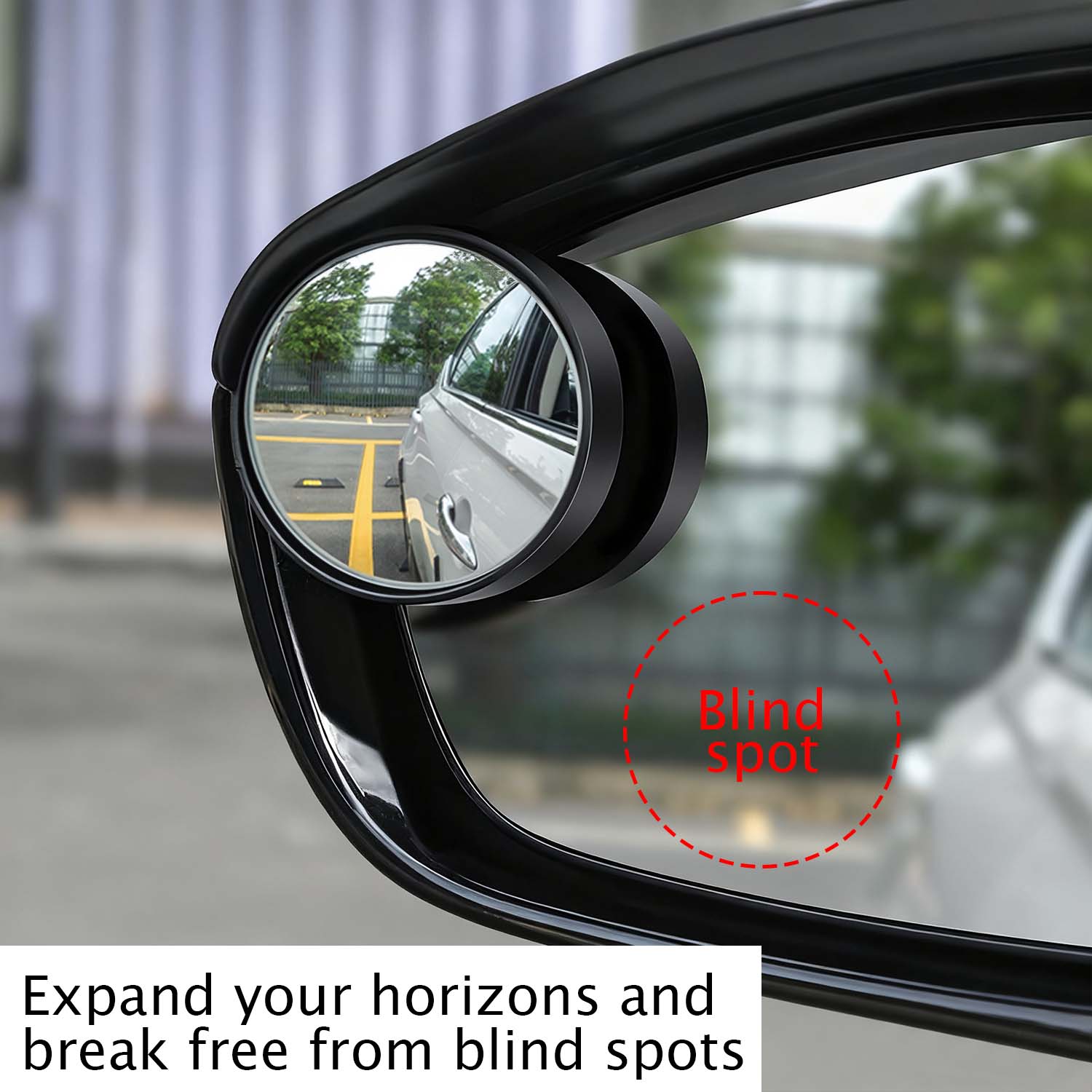 2pcs Carbon Fiber Textured Blind Spot Mirrors with 360° Rotation, Convex Rain Guard & Left Side Installation - Fit for All Cars, Trucks, SUVs - Keeps You Dry in Rain, Enhances Visibility, Vehicle Safety Accessories, Modern Car Accessory, Durable Mirror