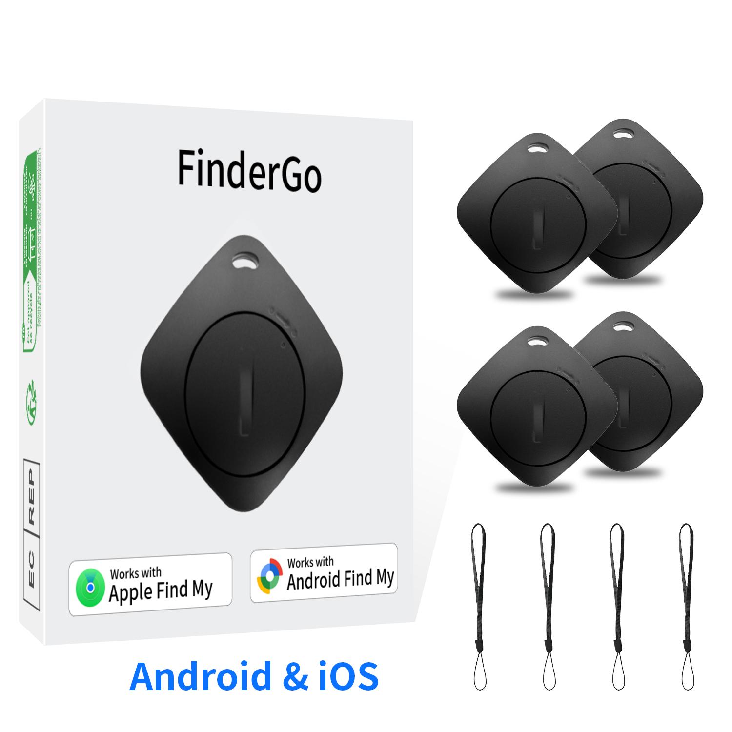 Smart GPS Tracker, 4-Pack Anti-Loss Devices, Compatible with iOS & Google, with Lanyard, Ideal for Keys, Bags, Cars, Wallets