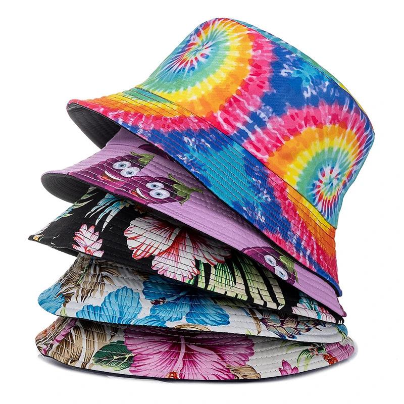 Unisex Bucket Cap Fruit Printing Hats Summer Double-sided Wear Man Women Cap Outdoor Sun Hat Classic Casual Panama Bucket Hat