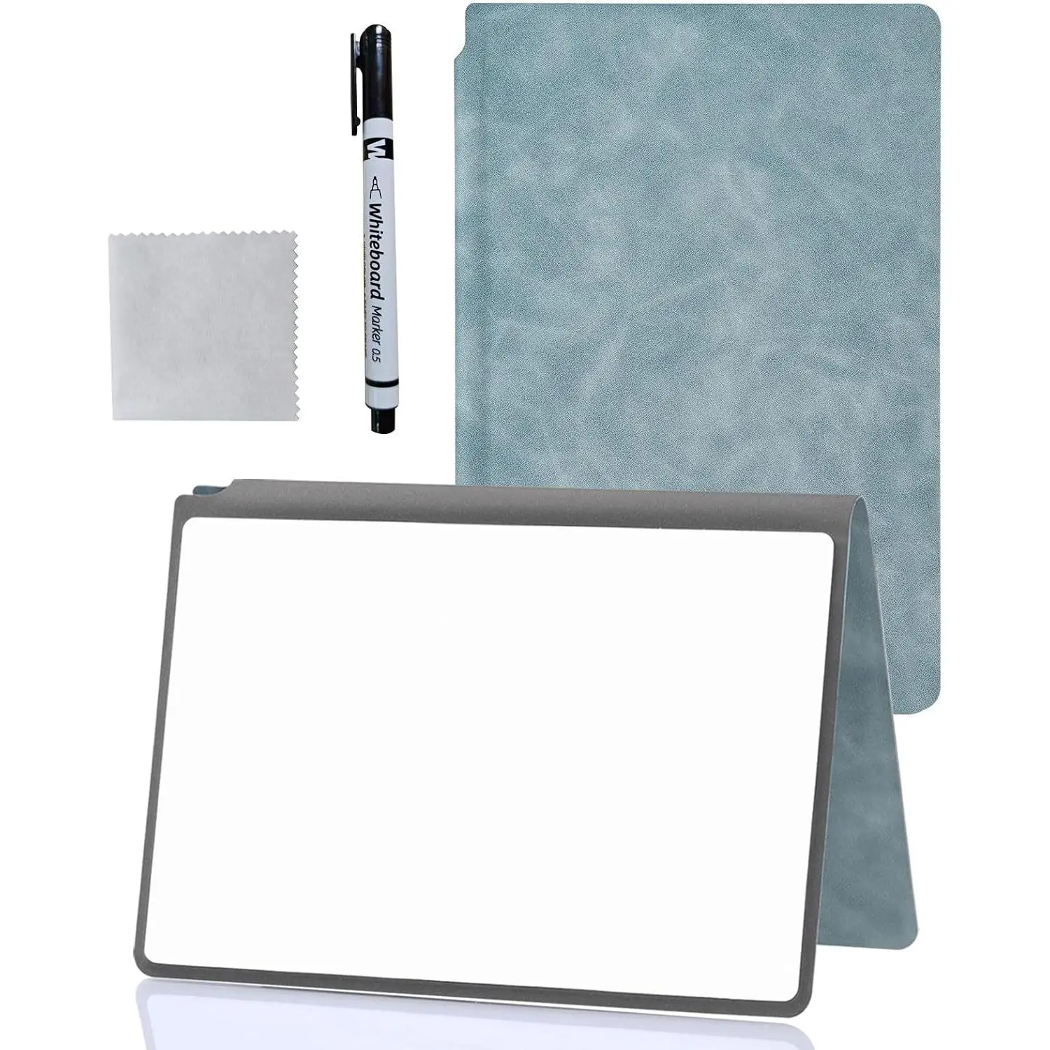 Portable Dry Erase Board,Portable White Board,Small Dry Erase Board,Foldable,Erasable,Repeatable,9.5 * 6.6 inches,for Office,,School,Study,Meeting(Cyan)
