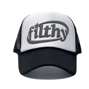 Breathable Mesh Back Filthy Letter Trucker Hat, Adjustable Snapback UV Protection Curved Brim Cap for Cycling Long Outdoor Wear