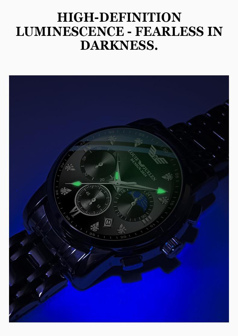 LOUIEJUELEN Elegance Men's Watch Swiss Precision 40mm Alloy Case Sapphire Crystal Stainless Steel Water-Resistant Shockproof Luminous Dial for Business Social Events