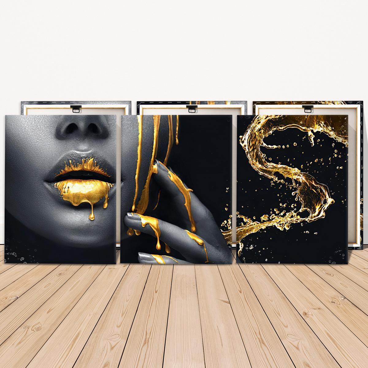 Wooden Framed Canvas Painting, 3 Counts/set Modern Art Figure Pattern Artistic Wall Art, Wall Picture, Dining Room Wall Art, Artwork, Wall Decor for Home Living Room Bedroom Office