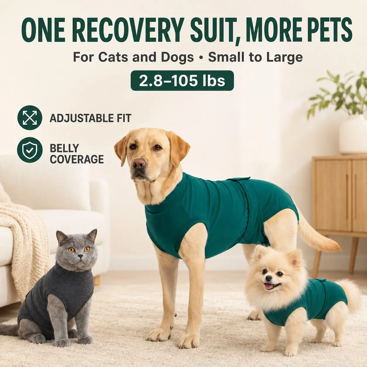 KOOGAL Cat Dog Surgery Recovery Suit, Recovery Suit for Female Male Dogs, Dog Onesie After Surgery Spay Neuter, Anti-Licking Pet Surgical Recovery Snugly Suit, Fuddle wuddle patch puppy