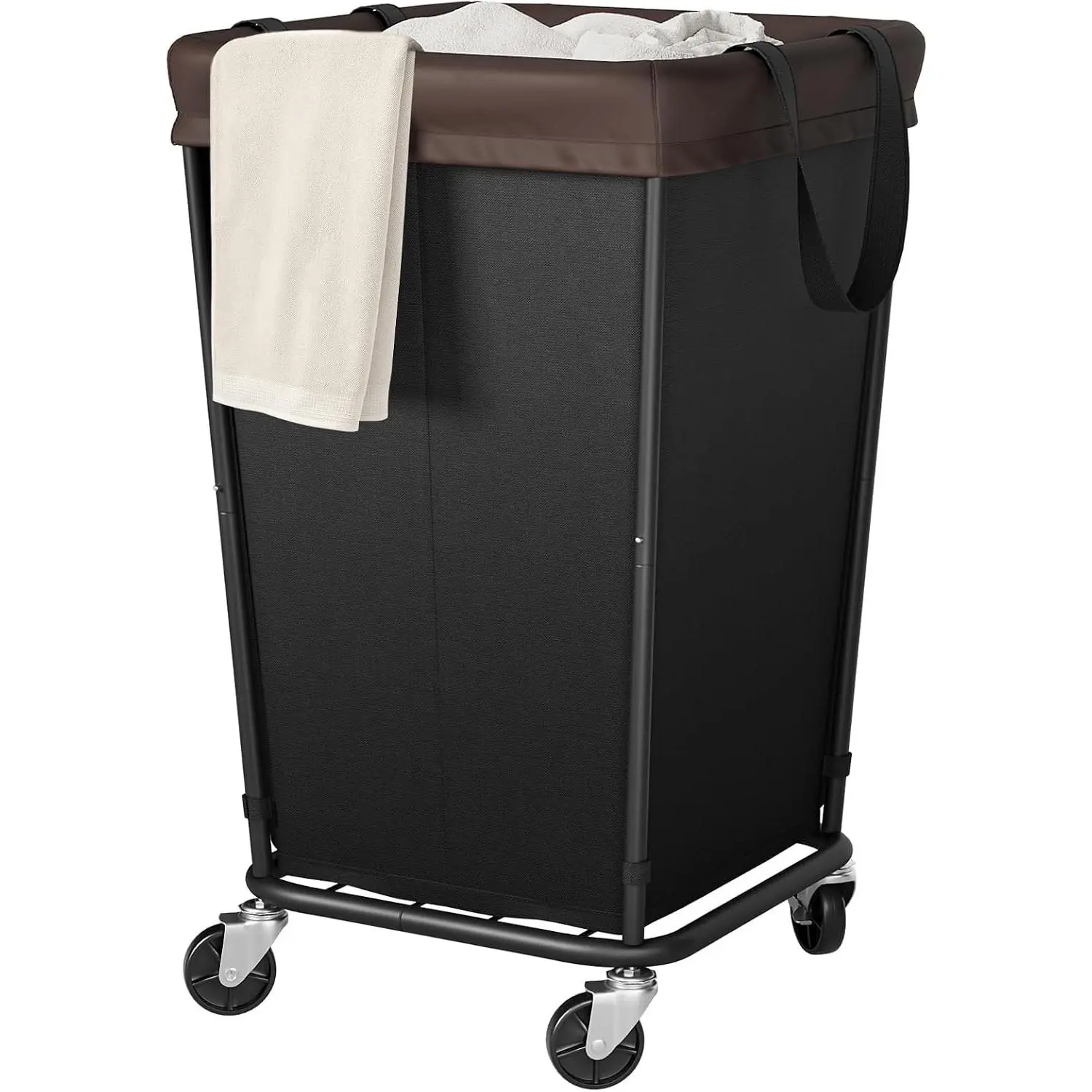 160L Laundry Basket with Wheels, 2-section Rolling Laundry Hamper, Large Clothes Hamper for Home, Bathrooms and Dorm (Black)