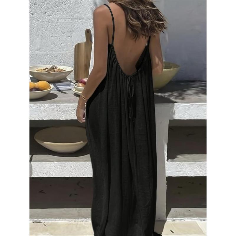 Women’s Solid Color Sleeveless Long Nightgown | Elegant Lightweight Sleepwear | Spring Ideal for Home Relaxation & Effortless Loungewear | Viral Soft Comfy Night Dress