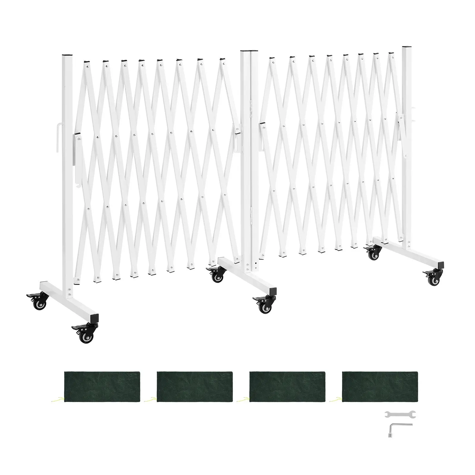VEVOR 18FT Double Expandable Safety Fence, Mobile Security Gate with 0-180 Rotatable Locking Casters, Portable Folding Barrier for Patio, Garden, Prop 65 Safe