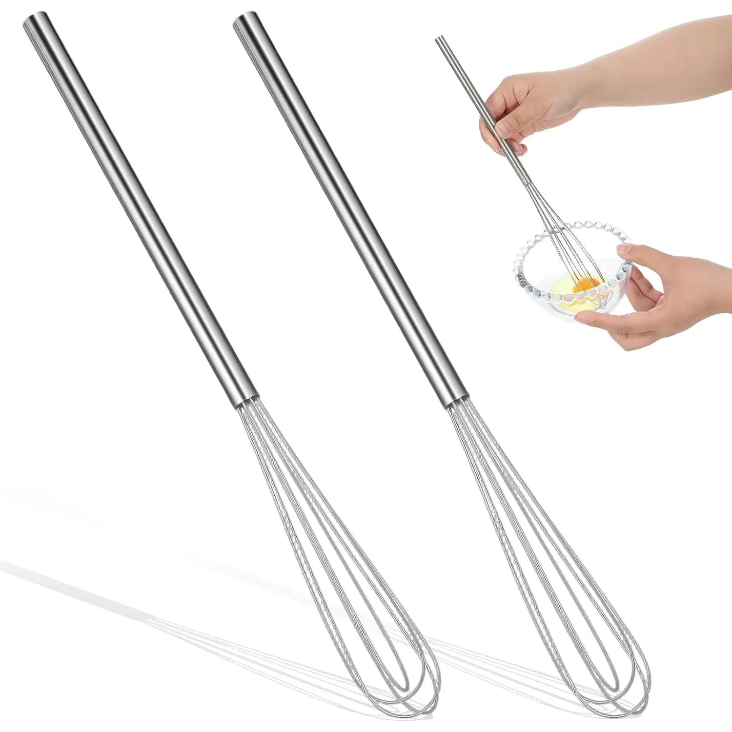 2 count Mini Whisks Set, Stainless Steel Whisk  Egg Whisk | Espresso Matcha Whisks Set Kitchen Baking Supplies For Cooking Steel Wire Gilded Kitchenware Multipurpose Cooking Supplies