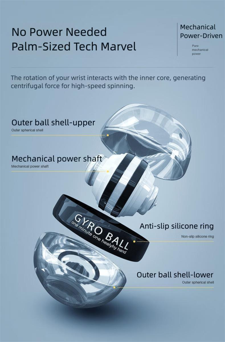 Gyro Ball Auto-Start| Ultimate Portable Wrist & Forearm Trainer for Athletes, Office Workers & Fitness Lovers – Build Grip Strength, Relieve Pain & Tone Muscles Anywhere at Home, Gym or Office