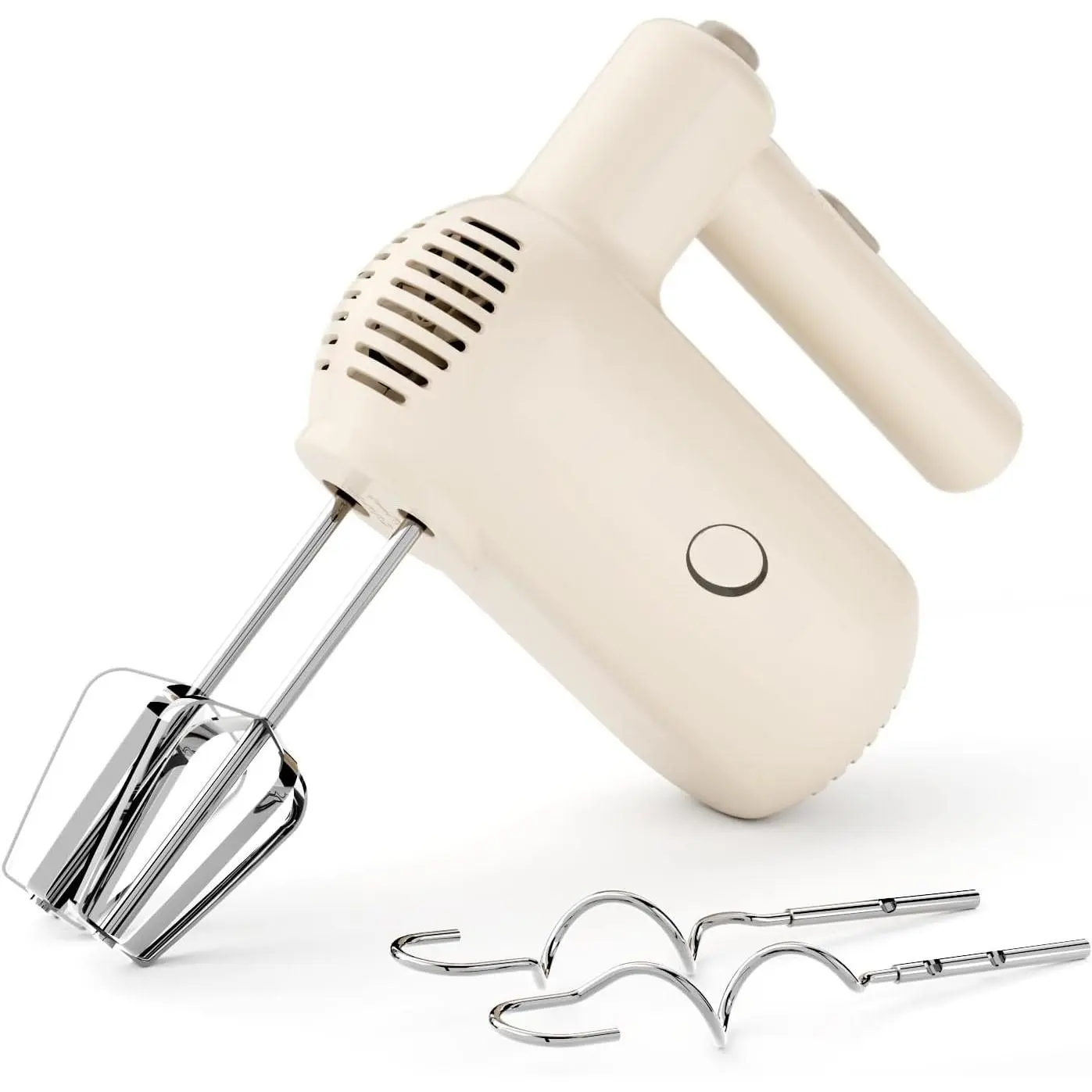 Hand Mixer Electric 5-Speed Upgraded  Turbo White | Electric Handheld Hand Mixer with Stainless Steel Beaters&Dough Hooks,Turbo Ultra Power Plus Eject Button for Cakes and Eggs