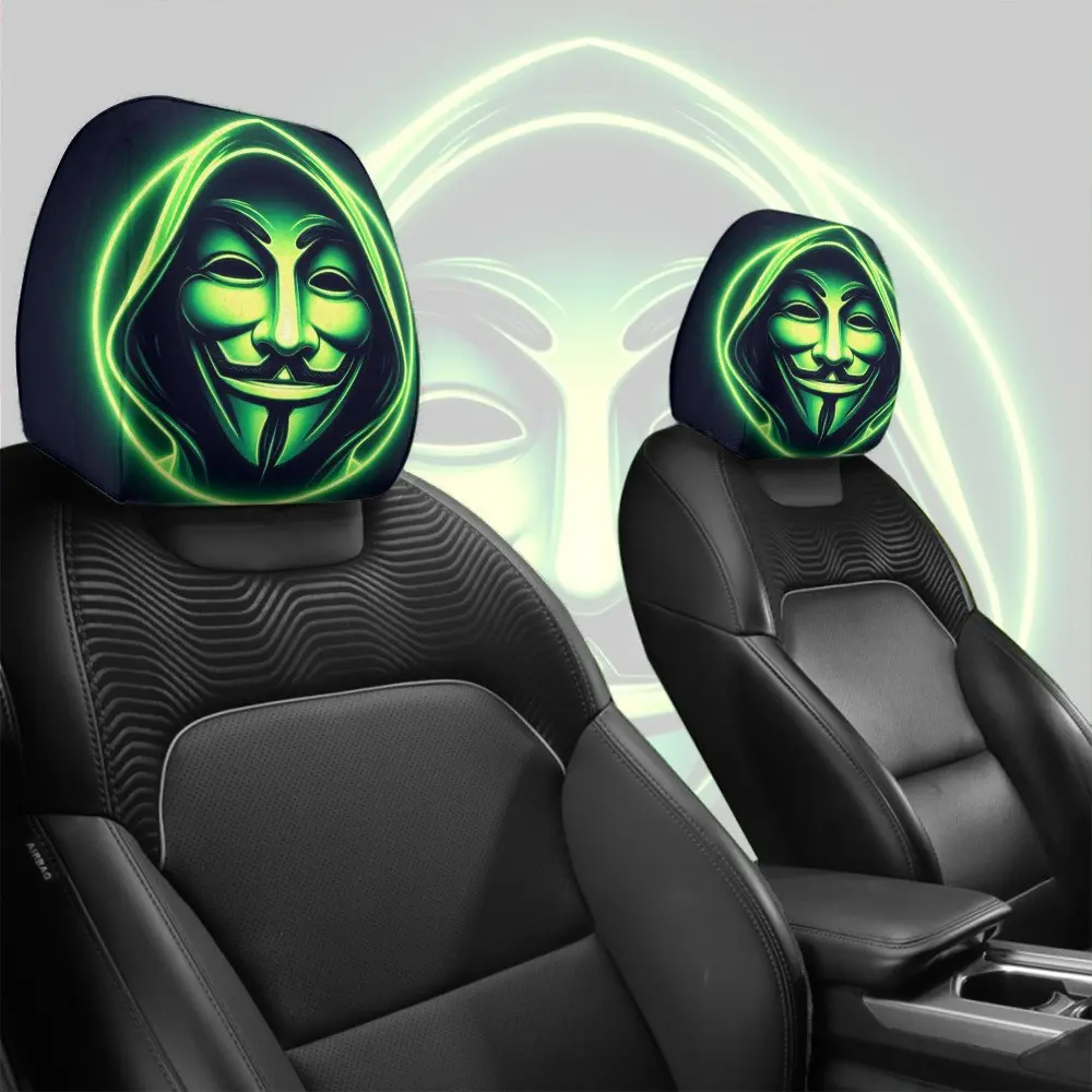 2pcs Cool Printed Car Seat Headrest Covers, No Padding, Universal Fit, All-Weather Use, Car Interior Accessories