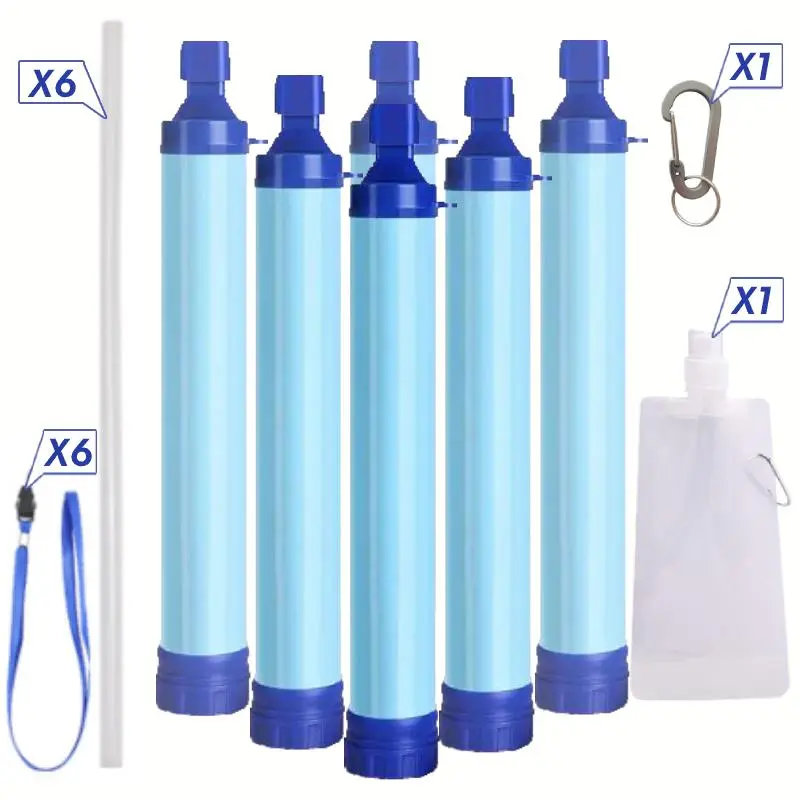 6 Counts Blue + Portable Water Bag Set
