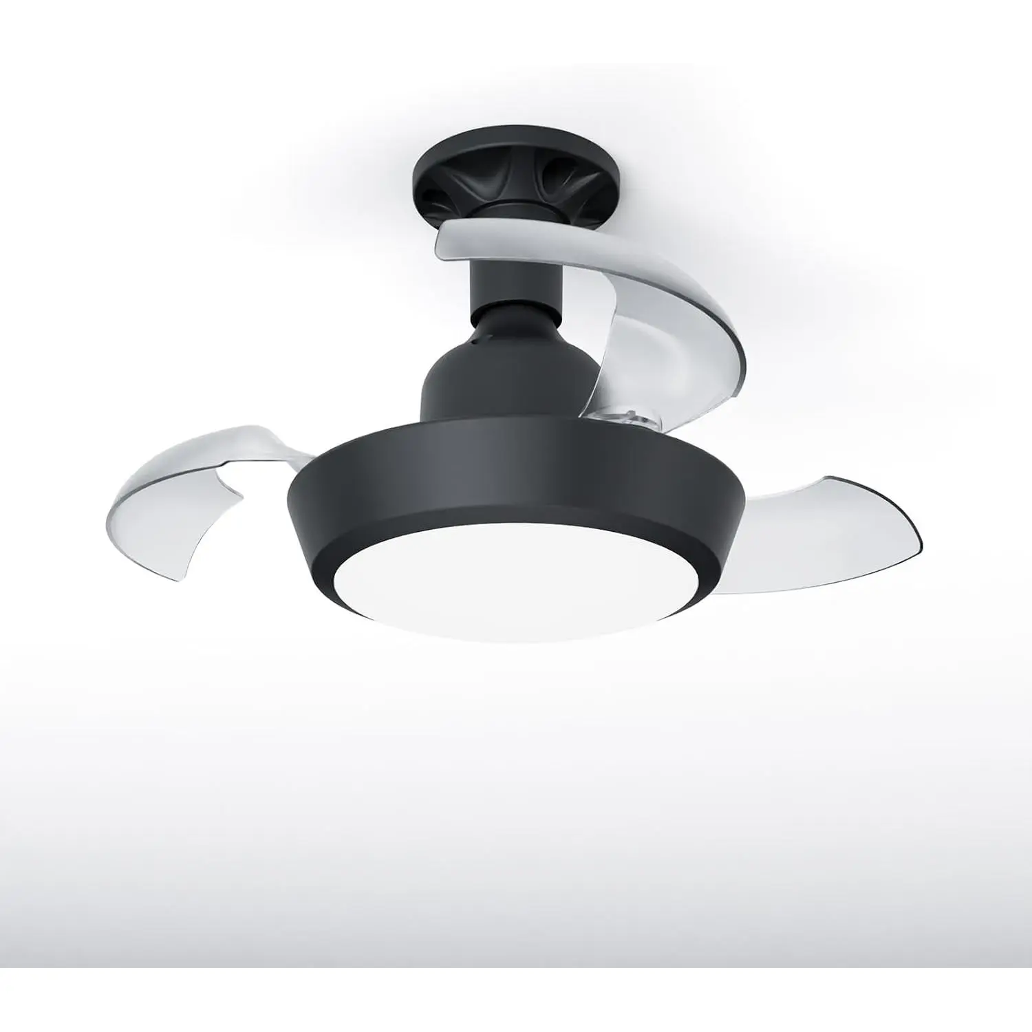 16.5" Socket Fan Light with Remote, Retractable Ceiling Fans with Lights, Screw-in LED Ceiling Fan, Infinitely Dimmable 3-Speed Quiet Wind for Bedroom, Garage, Kitchen (Black)