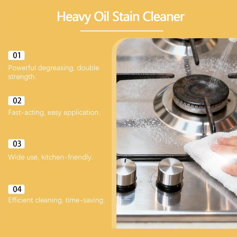 (2 Pieces)Heavy Oil Stain Cleaner,Oil Stain Cleaner Spray with Sprayer, Cleaner Treatment Agent, Stain Remover, Household Cleaning Product for Kitchen Stove, Range Hood, Cleaning Supply, Interior Cleaner, Kitchen Cleaning Supplies, Deep Stain Remover