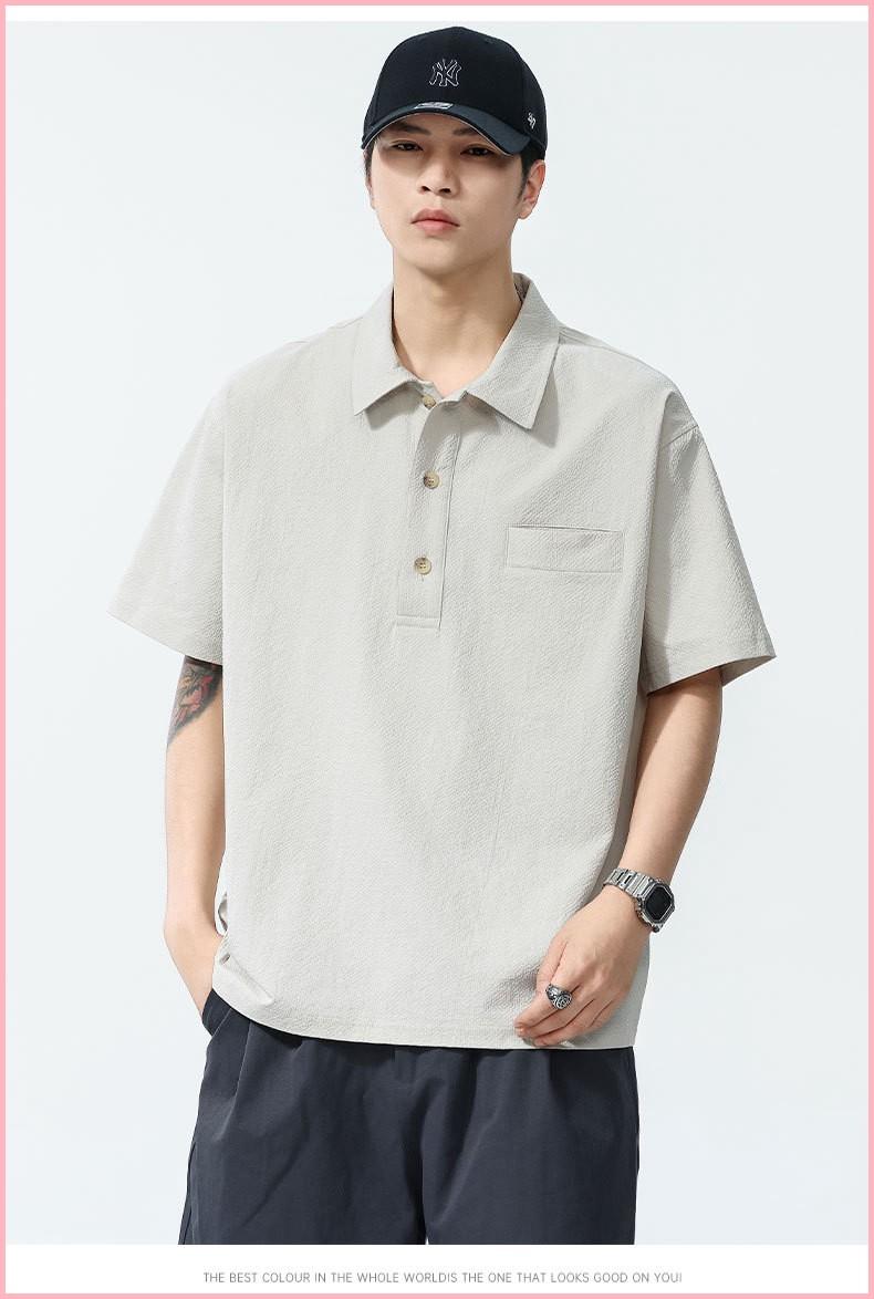 Summer Cool Polo Shirt Men's Short-sleeved Loose American Retro Half-sleeve Quick-drying Anti-wrinkle T-shirt For Men
