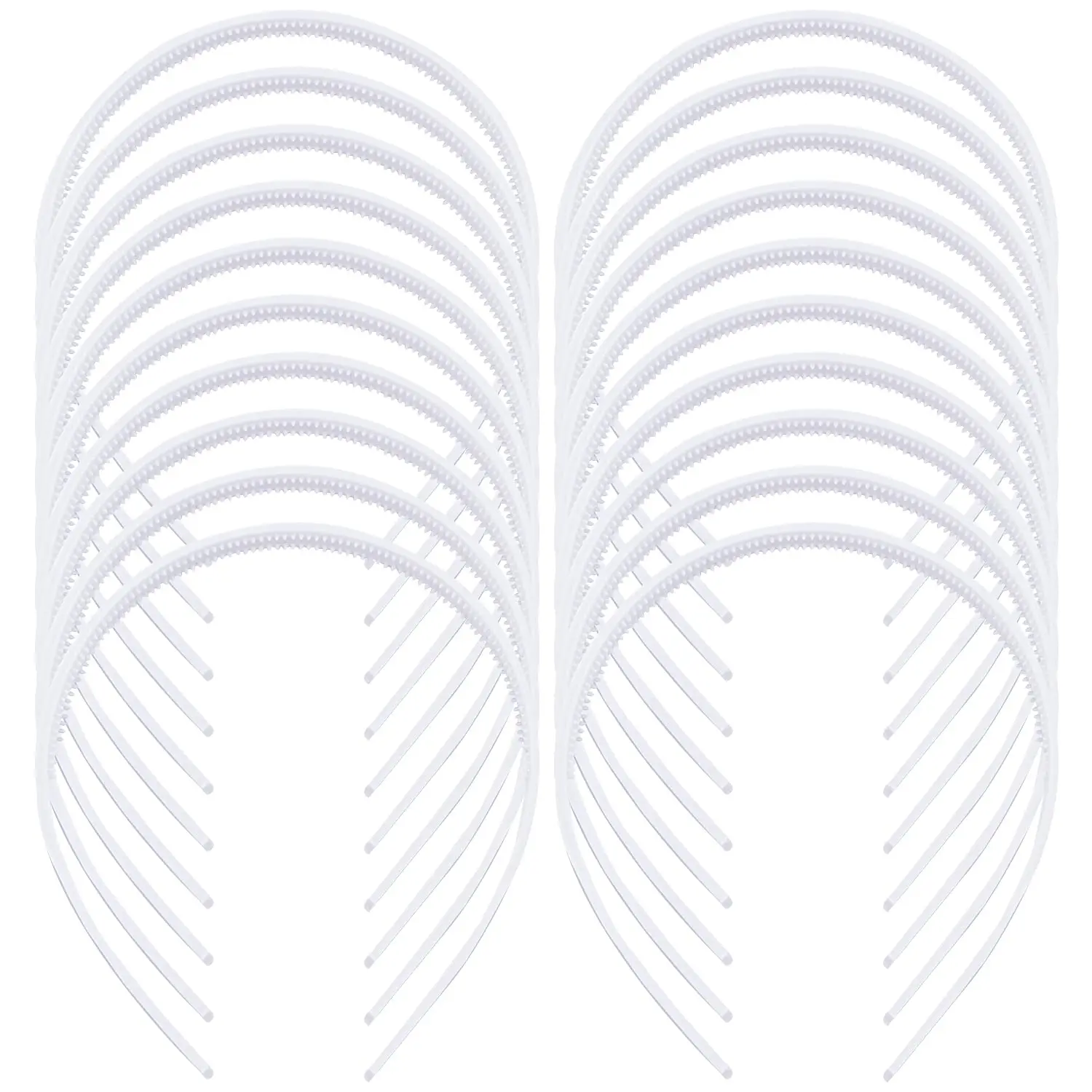 20 Pack Plain Blank 1CM Slim Thin Hard White Plastic Headbands with  10MM Skinny Hairband Elastic Hair Hoop Holder Clasp Tiara Crown Base Headpiece Crafting DIY Accessories for Women Girls