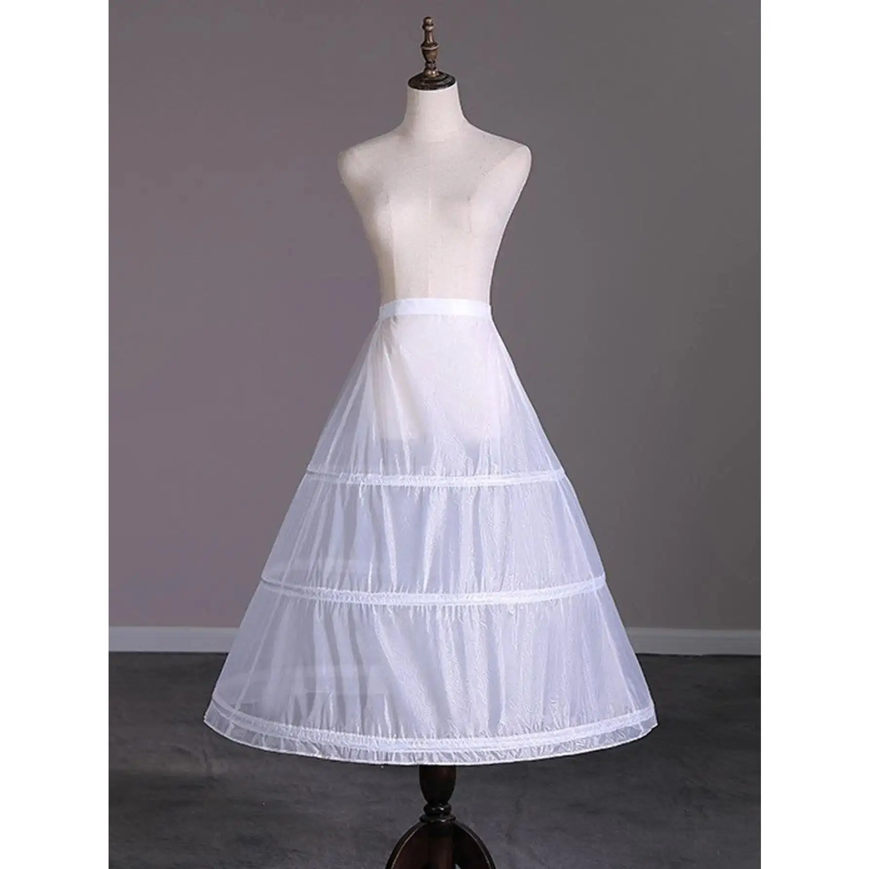 1pc Women's White Satin Underskirt For Bridal Dress, Wedding, Cosplay, A-line Petticoat With Three Steel Hoops
