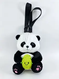 Sweet Cool Bamboo Shoot Panda Doll Backpack, Unisex Casual Trendy Small Bag, Doll Bag, Parent-Child Bag, All Seasons
