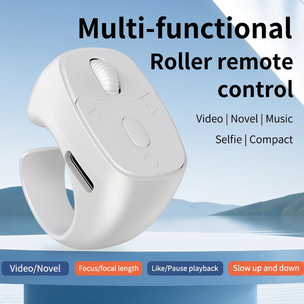 Wireless Bluetooth Remote Control Video Scrolling Ring Page Turner Rechargeable Scrolling Rings Ver. 5.3 BLE Class II 10m Range Type-C Charge 12hr Battery Life