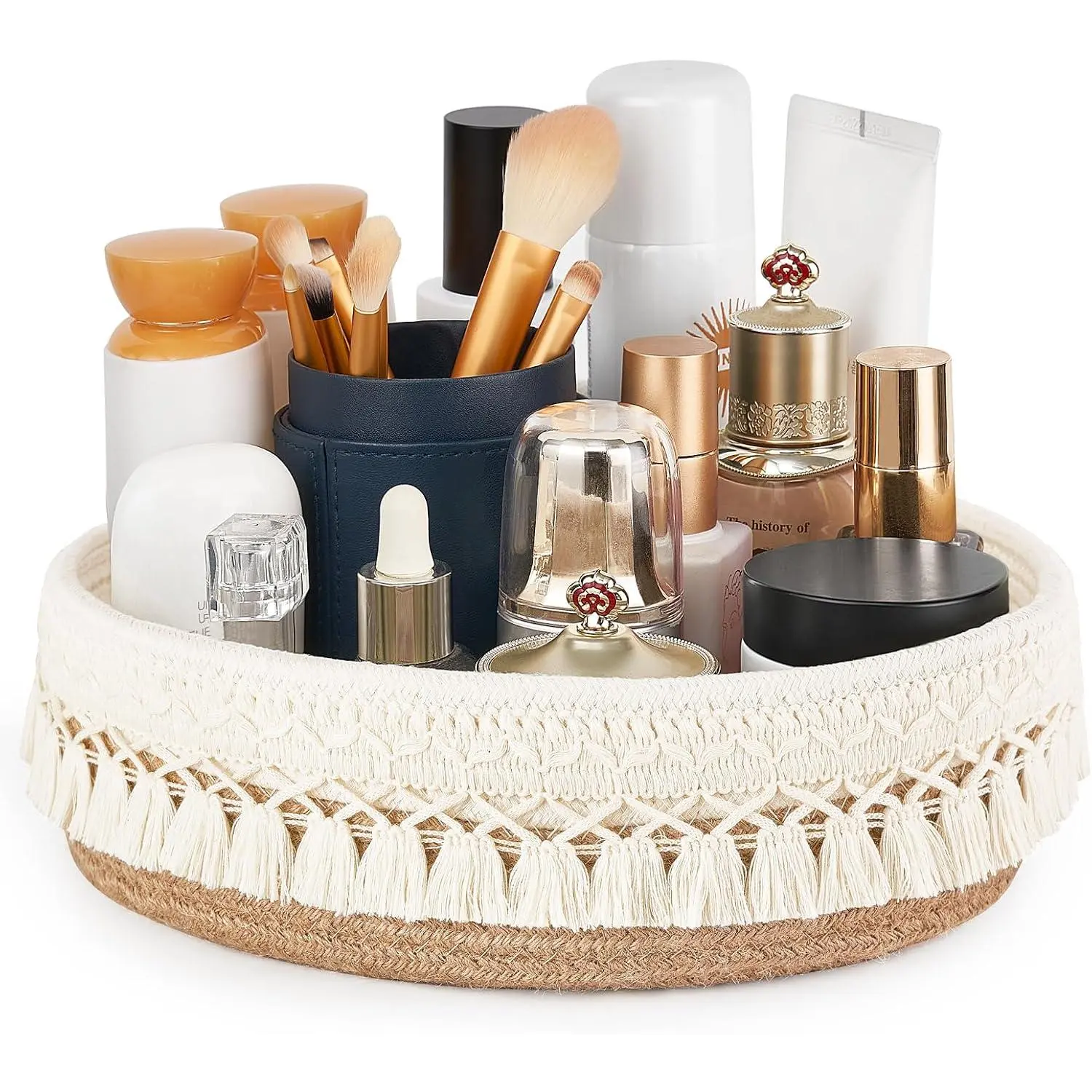 Makeup Perfume Organizer, Boho Decor Macrame Storage Basket | Dresser