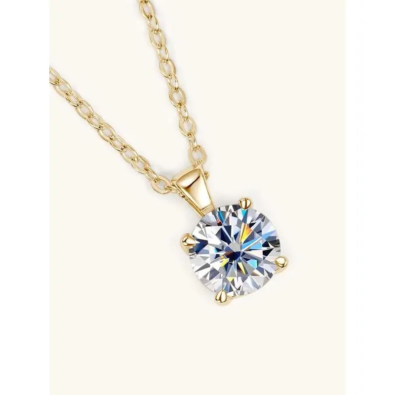 S925 Sterling Silver 1 Carat Luxury Artificial Diamond Necklace, Exquisite Trendy Pendant, Fashion Jewelry Accessories for Women, Elegant All-match Fashion Accessories for Daily Wear