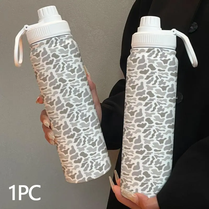 25oz Sports Water Bottle, Portable Camouflage Pattern Insulated Cup, Insulated Drinkware, Thermos Bottle, Stainless Steel Cold & Hot, Perfect Gift for Outdoor Camping Travel Gym Home Use, Insulation Tumbler