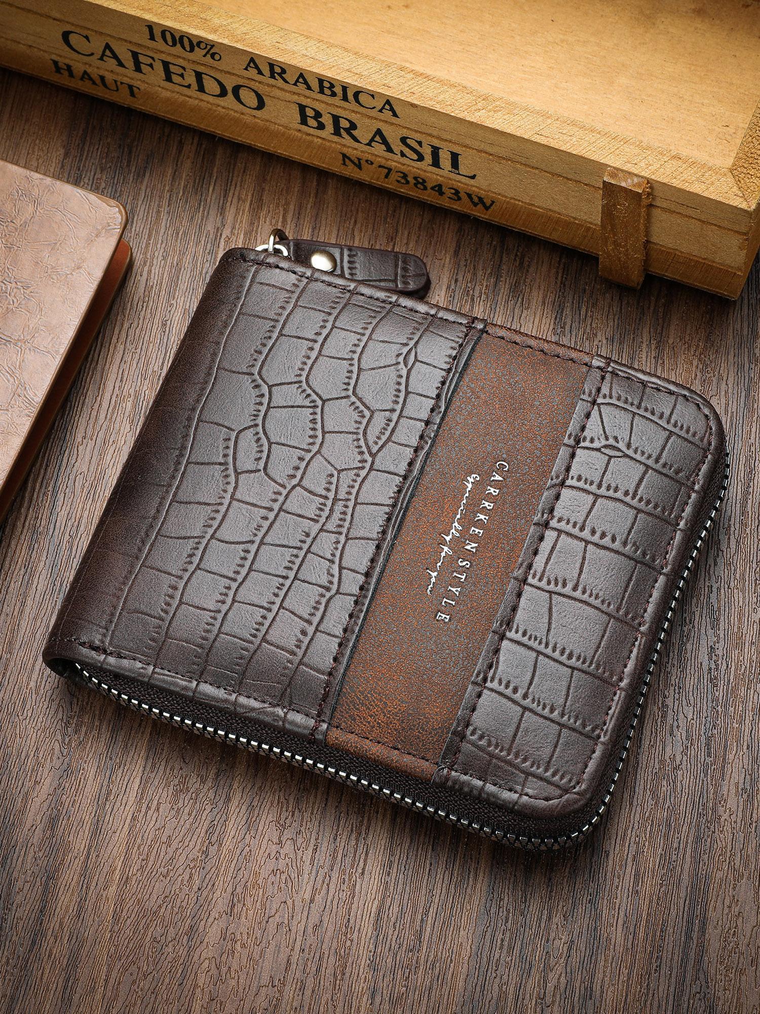 Men's Vintage Zipper Short Wallet, Casual Multi Card Slot Card Holder, Fashionable Wallet for Daily Use, Trifold Card Holder