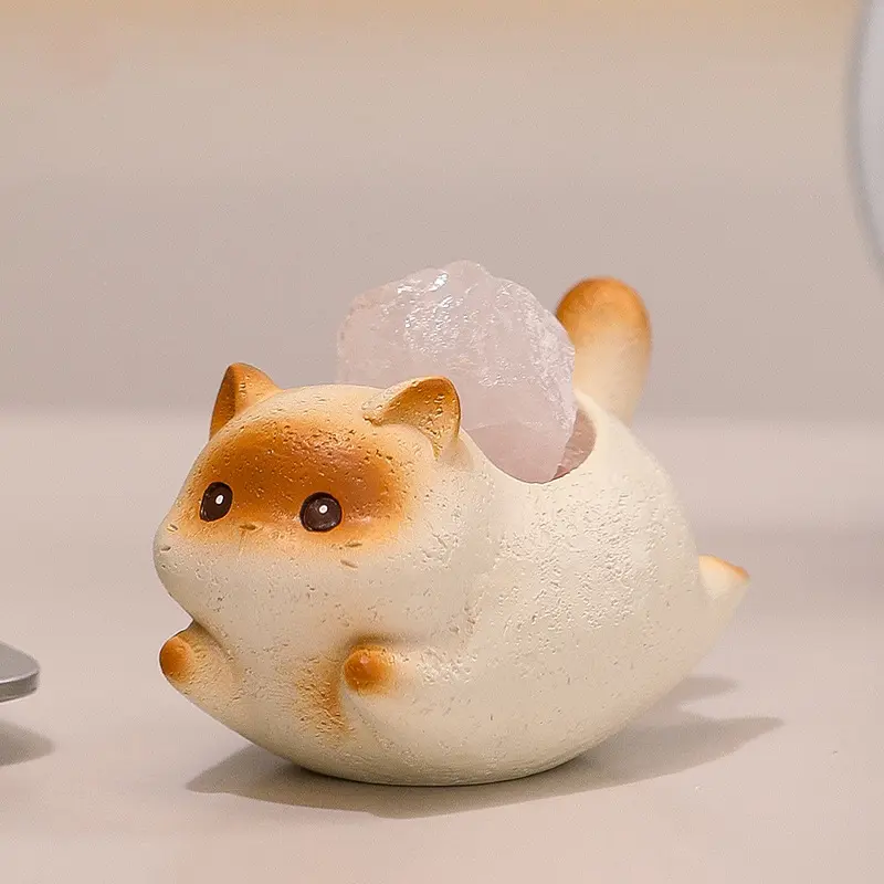 Siamese Cat Crystal Ornament Home Desktop Diffuser Decor - Resin Home Decor Handicraft for Living Room Table Decoration
