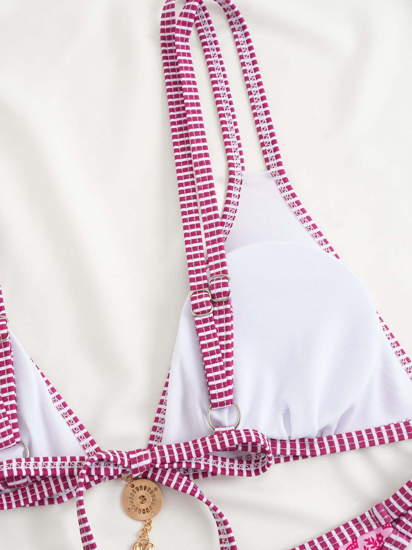 Women's Floral Print Bikini Set, Flower Print Bikini, Casual Fashion Chic Swimsuit Set for Beach Holiday Vacation, Ladies Swimwear for All Seasons