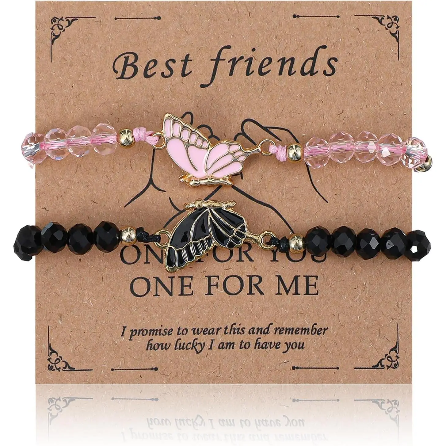2 count   Bracelet, Adjustable Strand Bff Bracelets | Butterfly Matching Bracelets for Couples, Charm Friendship Bracelet  Gifts for Women Couples Bestie
