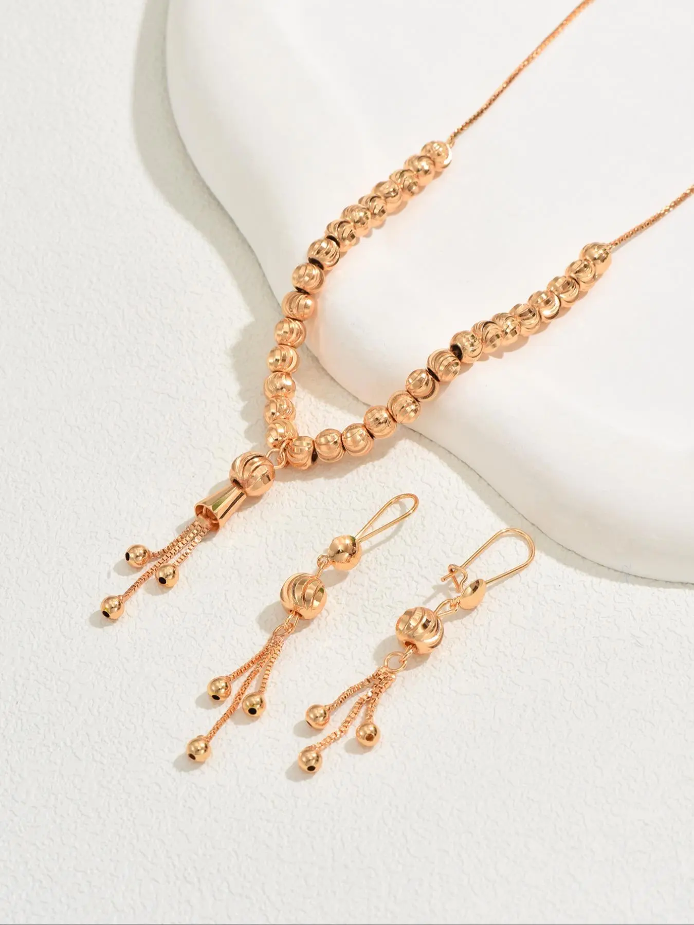 Women's Elegant Beads & Chain Tassel Design Necklace & Dangle Earrings, Exquisite Trendy Jewelry Set, Fashionable Accessories for Daily & Party Decoration, Necklace And Earring Set