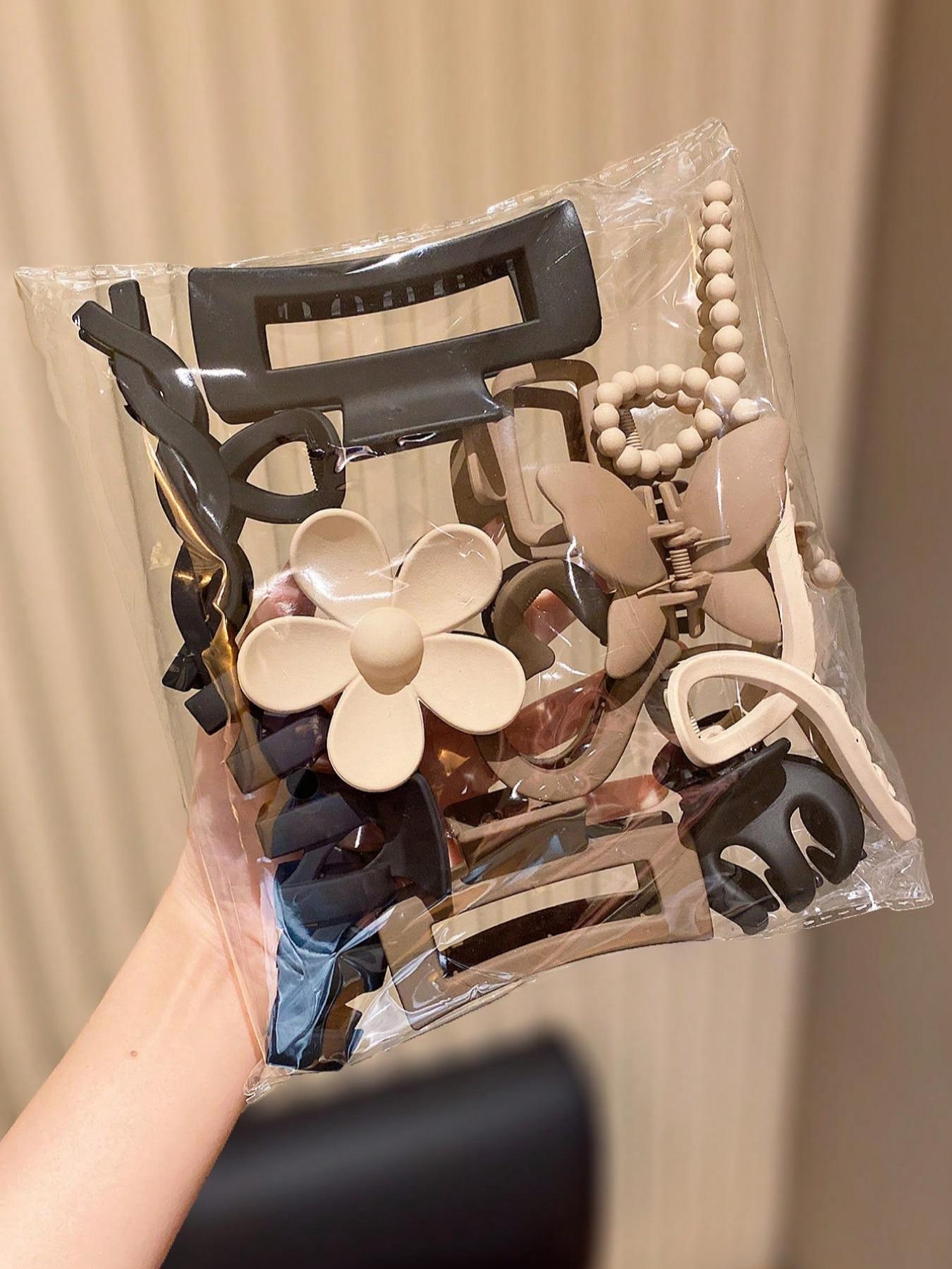 Matte Hair Claws Set, Butterfly & Flower & Heart Design Hair Claw, Casual Versatile Hair Accessories for Women, Flat Claw Clips