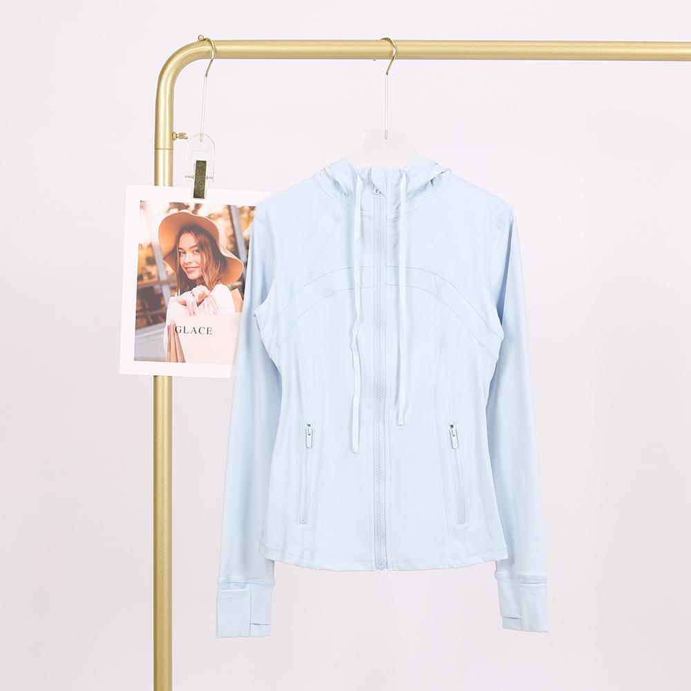 LULU  New hooded jacket for summer, thin, quick drying, slimming, tight fitting, sports and elastic jacket, slim fit