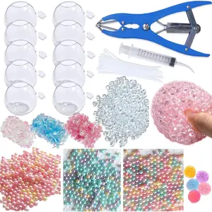DIY Stress Ball Making Kit with Filler-10PCS Stress Ball Making Kit Stress Balls, Transparent Blank Skins with Air Pump & Expander Tool for Pressure Squishy Balls for Adult