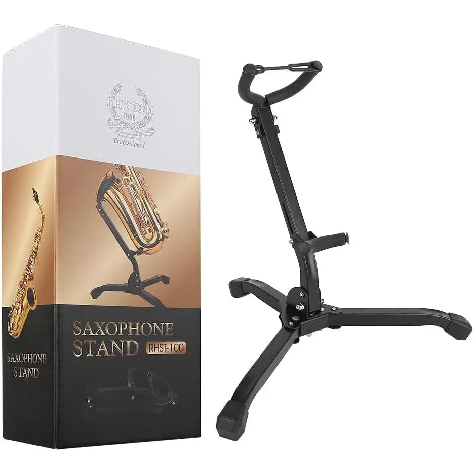 Folding Alto/Tenor Sax Stand - Adjustable Saxophone Holder Rack
