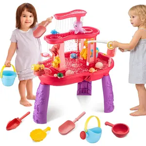 Water Table for Toddlers 3-5 Outdoor Toys for Kids Ages 4-8 3-Tier Kids Sand Water Table with Fishing Game Set Activity Sensory Table Summer Gift Beach Outside Toys for Toddler Girlfidget toys