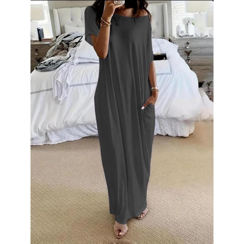 Women's loose casual striped dress, roundneck short sleeves comfortable home wear,elegant Victorian style for autumn and winterSeasons