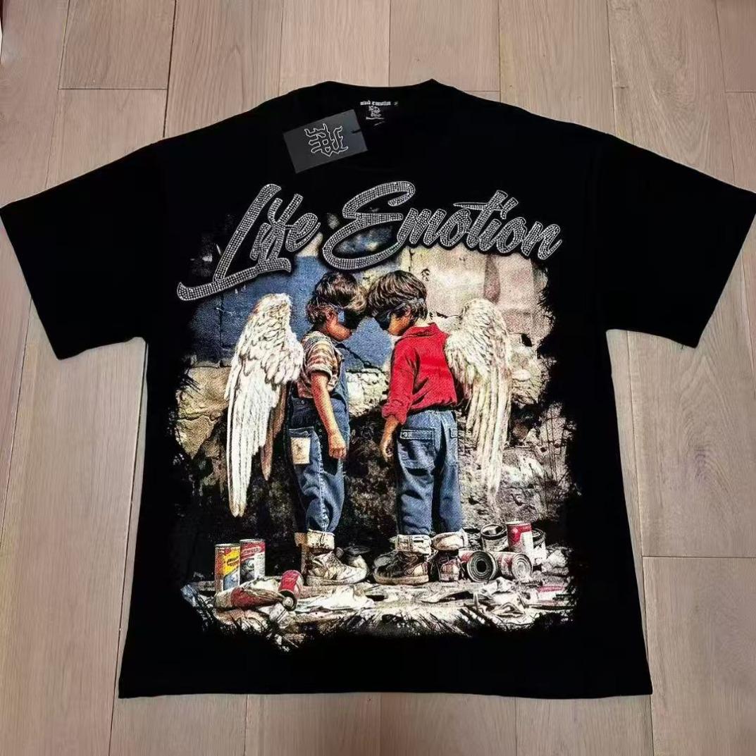 Life Hustlers Masked Angel Archery Diamond Short-Sleeve T-Shirt Unisex Crew Neck Loose Fit Summer Casual T-Shirt for Men and Women