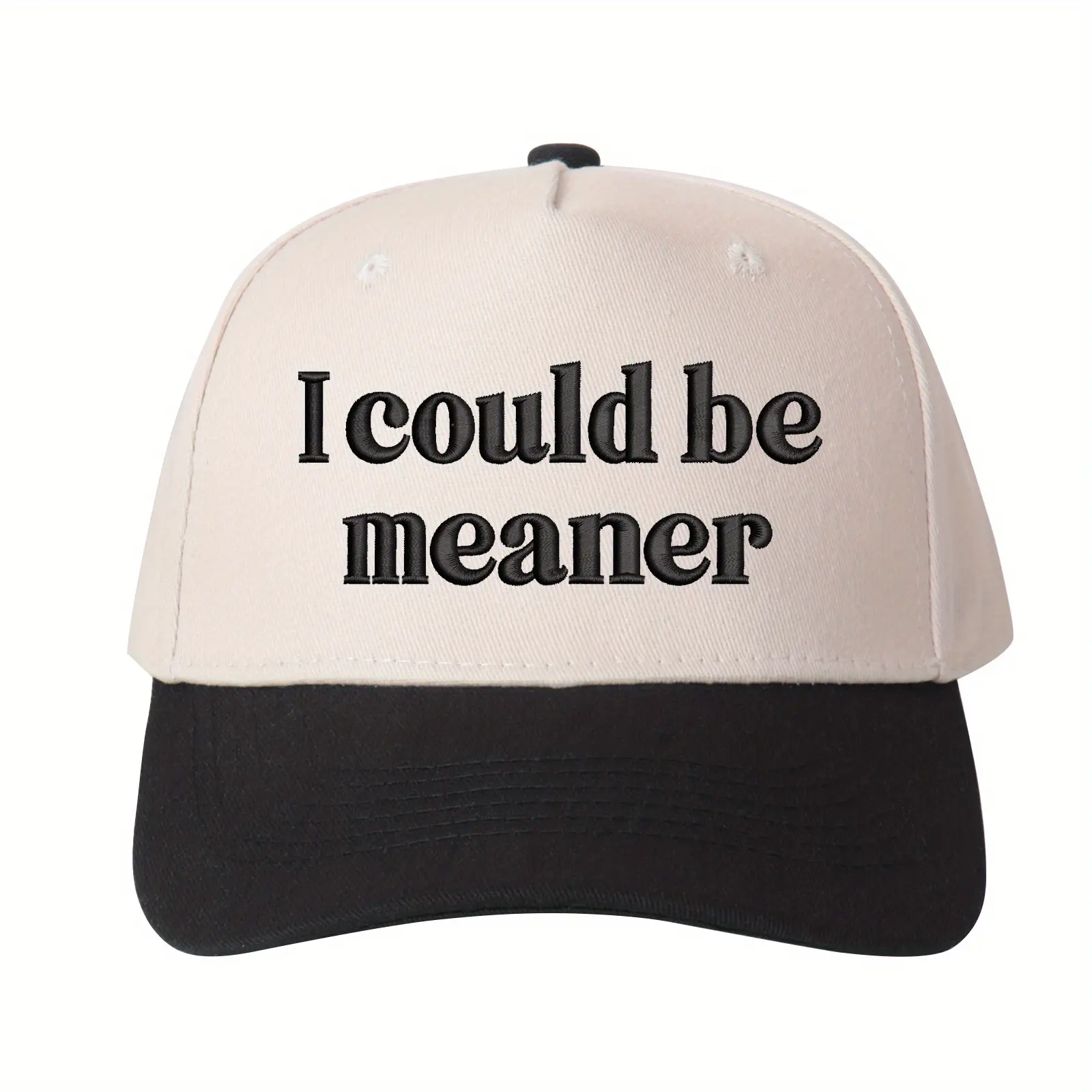 Women Fashion I Could Be Meaner Letter Embroidered Trucker Hat, Adjustable Mesh Snapback Baseball Cap, Trendy Casual Outdoor Hat for Ladies