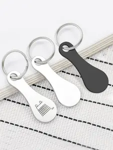 A stainless steel shopping cart token Kevchain, solid color, a simple pendant, Minimalist design keychain, suitable for daily wear, vacation and dating occasions, and a small gift
