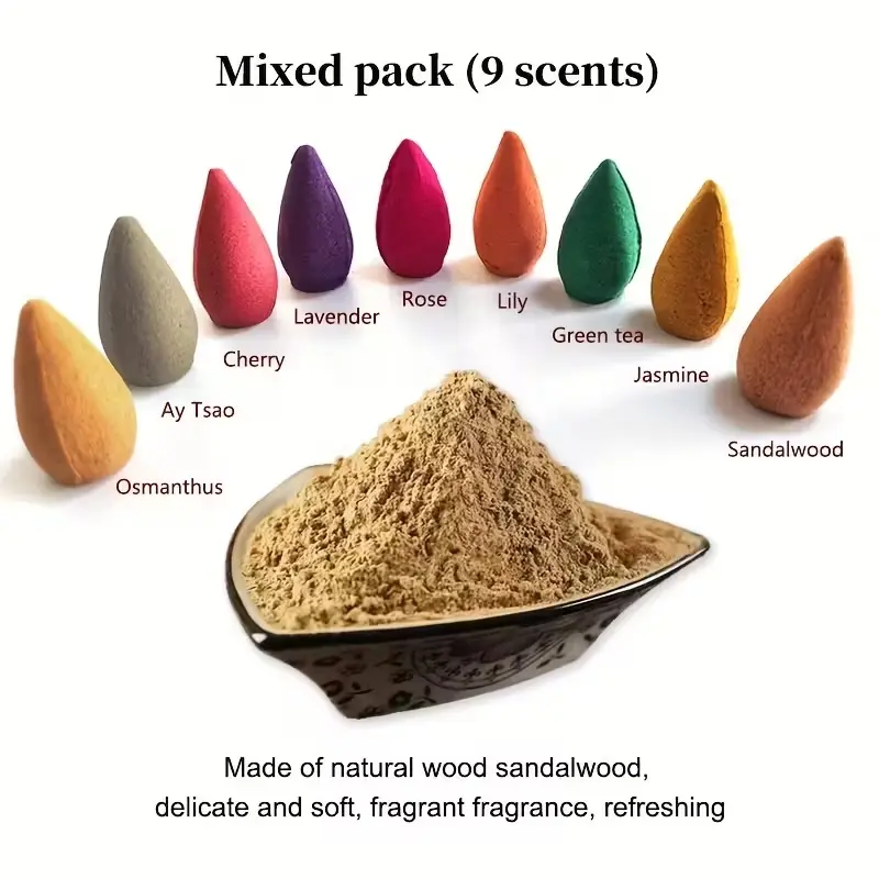 100pcs Incense Cones Set, Wood Scented Aromatherapy, Lavender, Meditation & Yoga Fragrance, Home Cleanse, Negative Energy Purification
