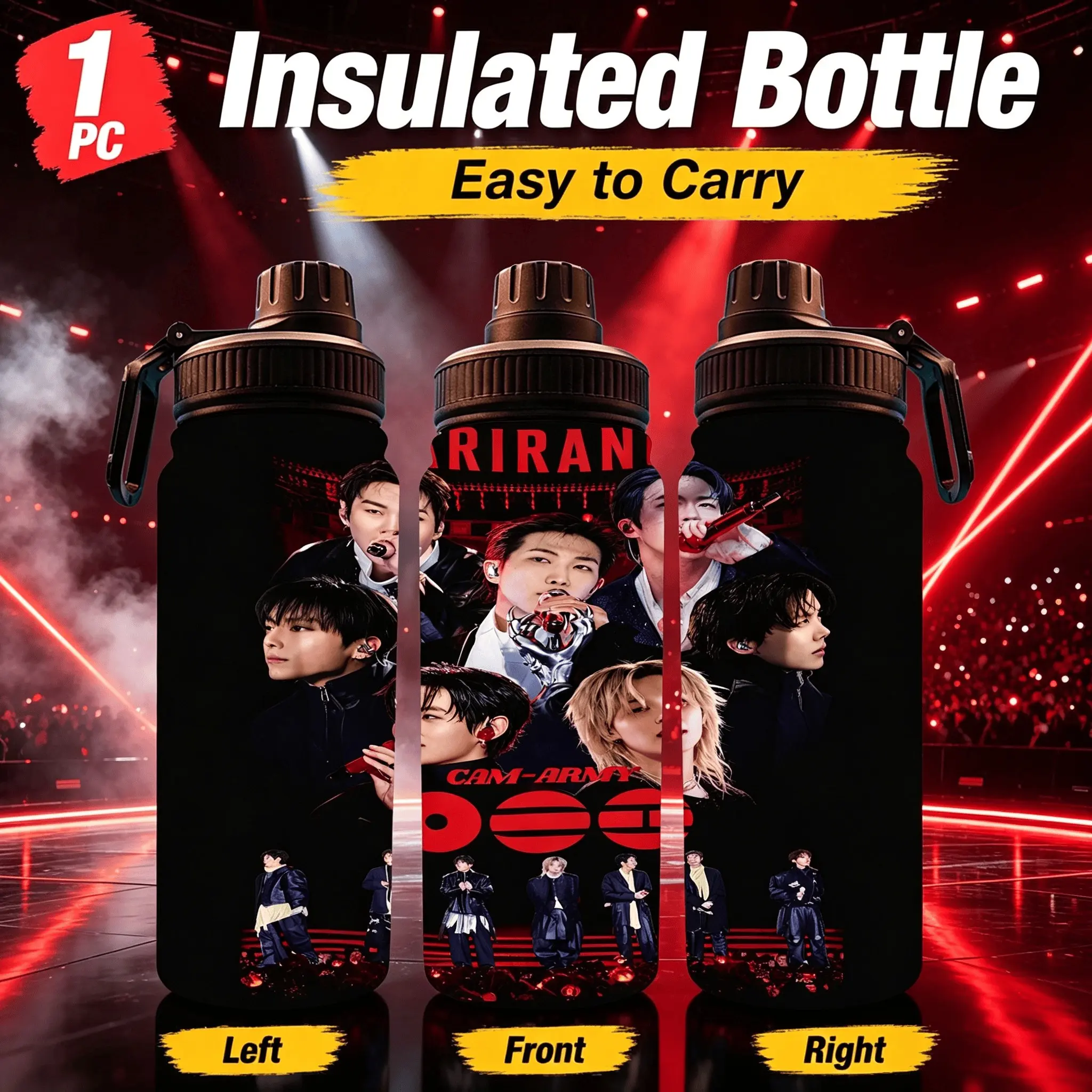 1pc 17oz/20oz/30oz/32oz/40oz K-Pop Arirang Insulated Tumbler, Stainless Steel Travel Mug, Insulated Drink Tumbler, Large Capacity, Casual Style, Base Graffiti Quotes, Coffee Cup
