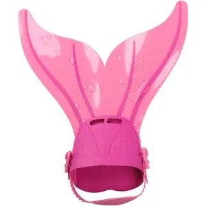 Kids Pink Mermaid Monofin, Soft TPR Swim Flipper with Adjustable Stretch Belt and Quick-Release Ankle Strap for Swimming Training, Pink Monofin