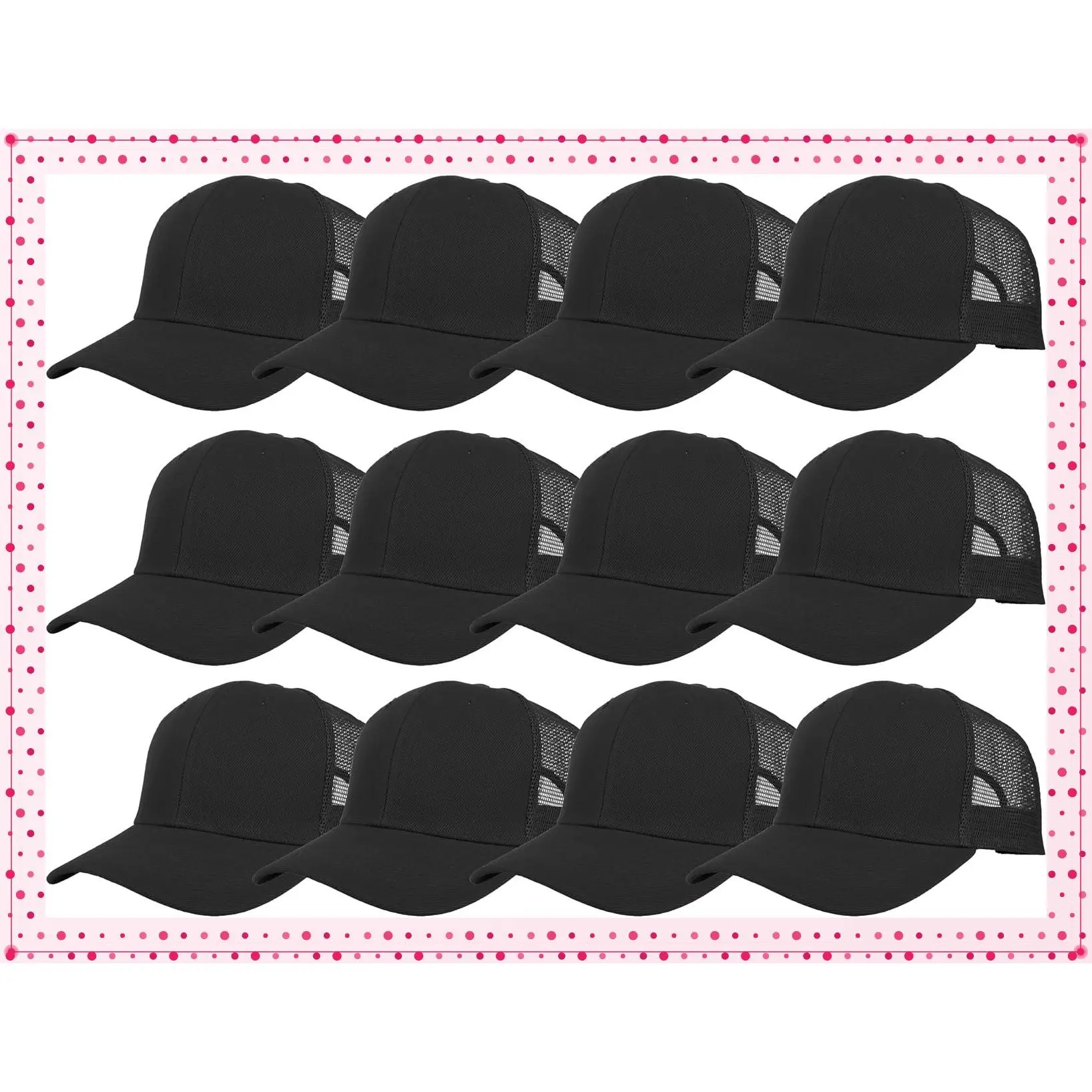 Structured Mesh Trucker Hat Baseball Cap - Lot of 12 Pack WholesaleGift
