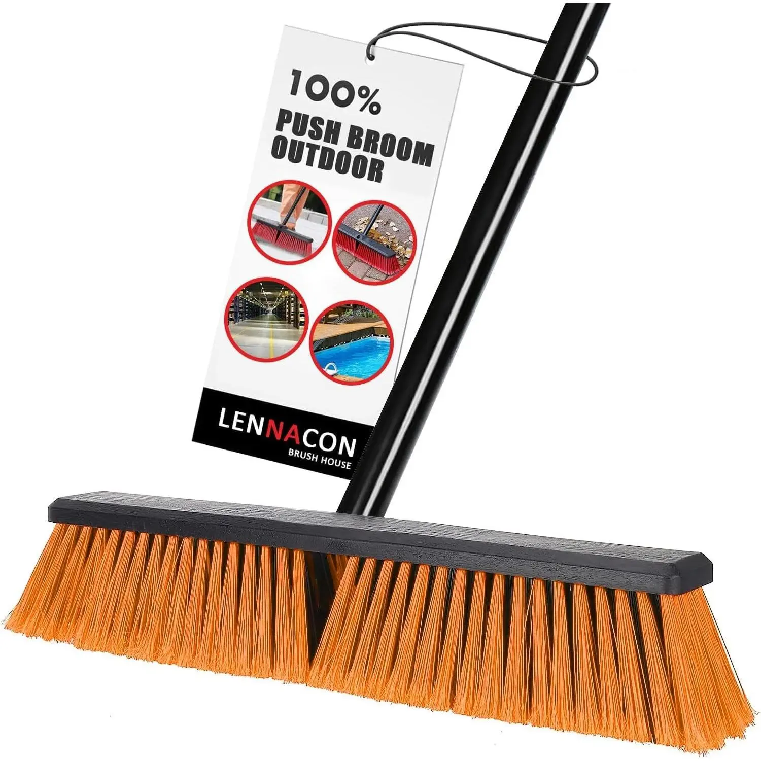 Push Broom Outdoor for Garage, Deck, Patio - Heavy Duty Sweeping Broom