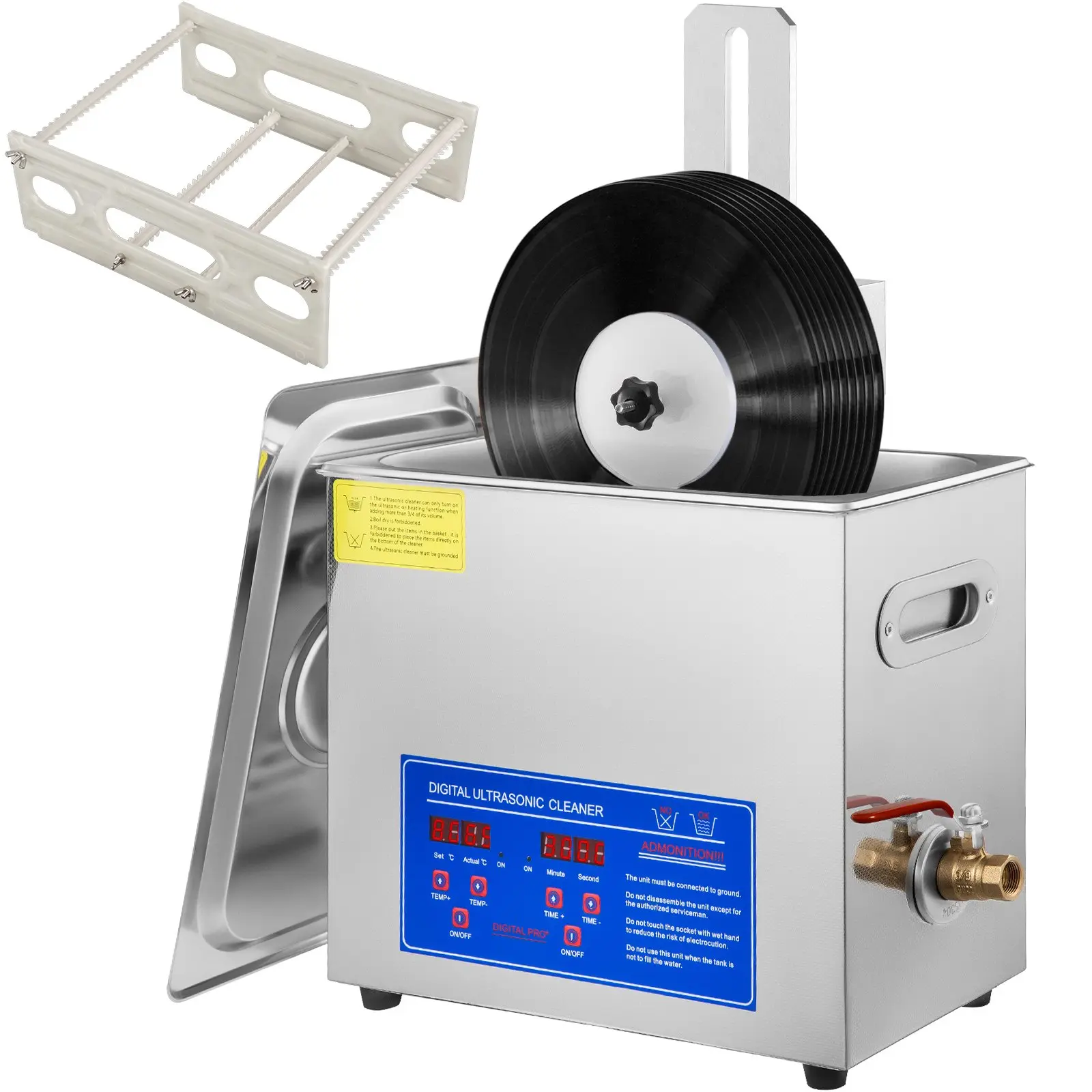 【DealsForYouDays】VEVOR Ultrasonic Cleaner 6L Ultrasonic Vinyl Cleaner 7-12 Inch 8 Records Ultrasonic Vinyl Cleaning Machine 180W Ultrasonic Records Cleaner with Drying Rack for Home Store